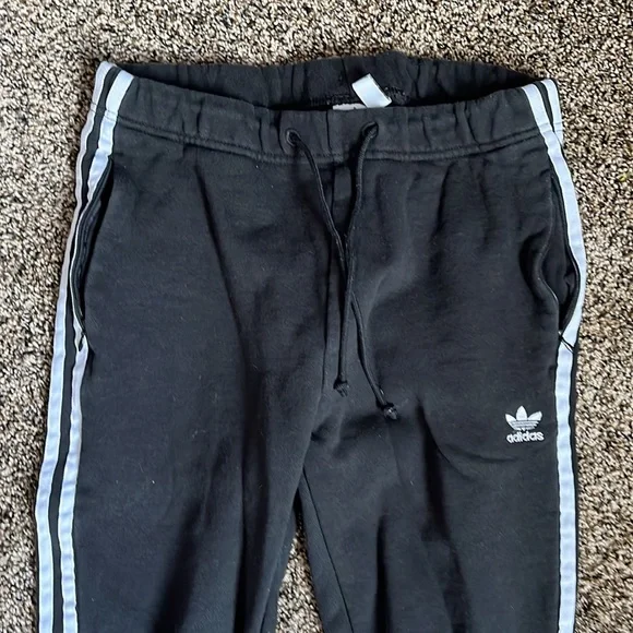Adidas Classic Black Striped Joggers, lightly worn - Picture 5 of 7